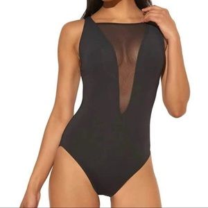 Bleu Rod Beattie Don't Mesh with Me Plunging V-Neck Mio One-Piece